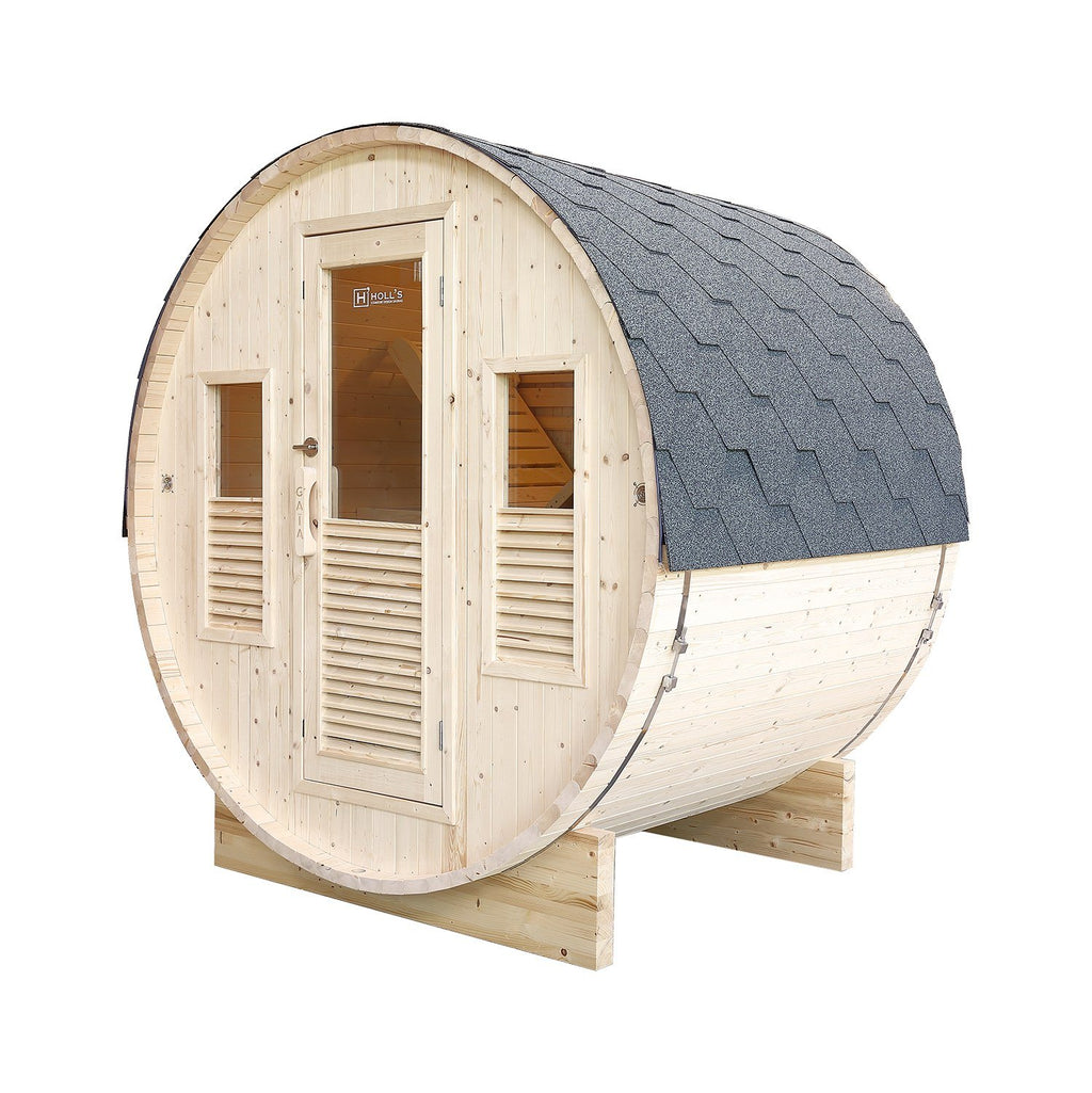 Sauna exterior Gaïa Bella · pack completo com salamandra PO60 e acessórios