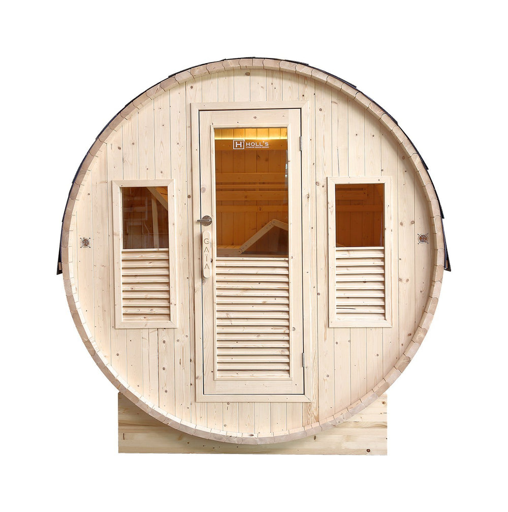 Sauna exterior Gaïa Bella · pack completo com salamandra PO60 e acessórios