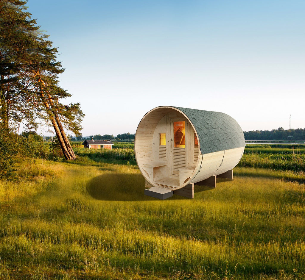 Sauna exterior Gaïa Luna · pack completo com salamandra PO80 e acessórios