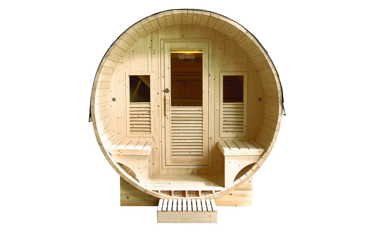 Sauna exterior Gaïa Luna · pack completo com salamandra PO80 e acessórios