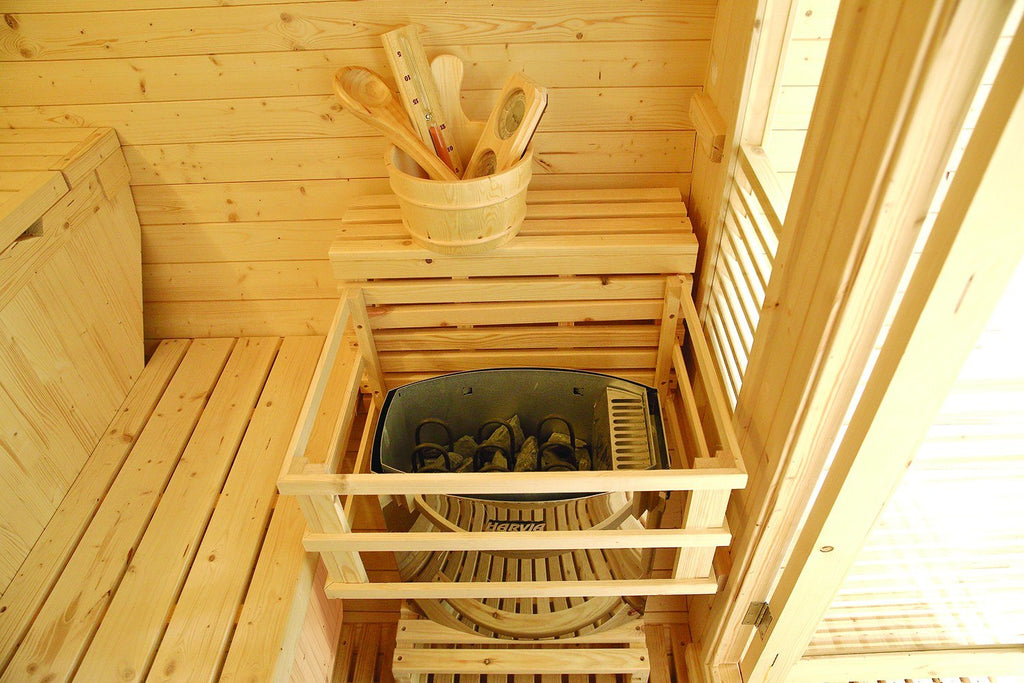 Sauna exterior Gaïa Luna · pack completo com salamandra PO80 e acessórios
